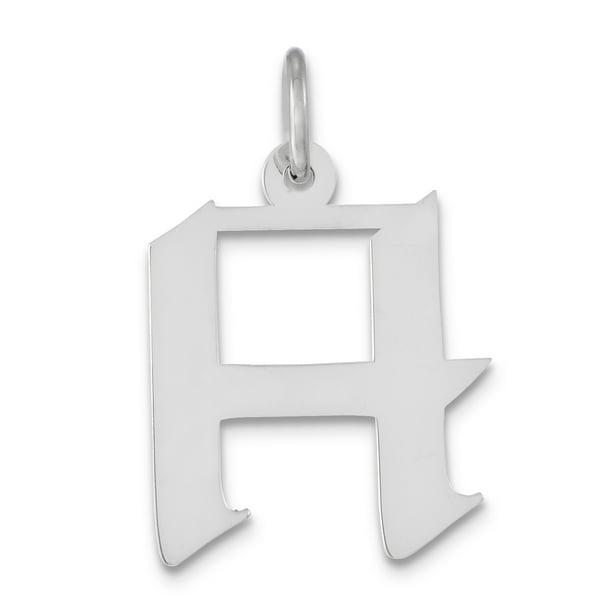 Sterling Silver Rhodium-plated Medium Artisan Block Initial B Charm